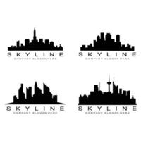 skyline van de stad, wolkenkrabber voor stedelijk onroerend goed gebouw logo ontwerp vector