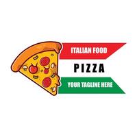 pizza eten logo vector ontwerp afkomstig uit italië, gemaakt van tarwe en groenten, geschikt voor stickers, flayers, achtergronden, zeefdruk, voedingsbedrijven