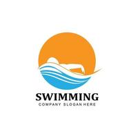 zwembad logo vector pictogram, zwemmer atleet, concept inspiratie