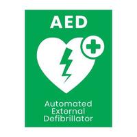 groen bord met automatische externe defibrillator voor apps of websites vector