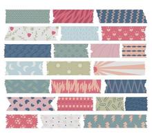 pastel patroon vintage washi tape gescheurd papier met gescheurde kleurrijke illustraties voor sticker of stationaire textuur vector