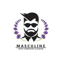 mannelijke man logo pictogram vector met baard, knappe coole waardige verschijning