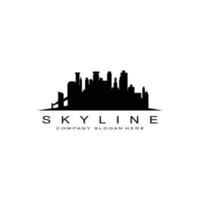 skyline van de stad, wolkenkrabber voor stedelijk onroerend goed gebouw logo ontwerp vector