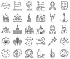 Oekraïne gerelateerde lijn icon set, vector illustration