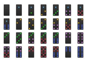 domino stukken icon set, zwarte stukken met kleuren dot verloopstijl met ronde hoek vector