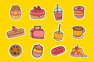 een vectorillustratie van schattige dessertpictogrammen vector