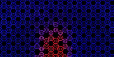 donkerblauwe, rode vectorachtergrond met occulte symbolen. vector