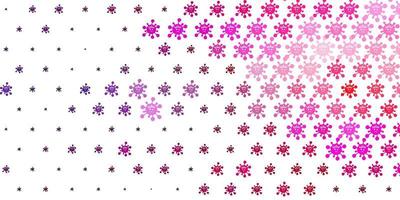lichtpaarse, roze vectorachtergrond met virussymbolen. vector