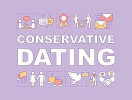 conservatieve dating woord concepten banner. vind liefde, stel. matchmaking. traditionele datum. presentatie, website. geïsoleerde belettering typografie idee met lineaire pictogrammen. vector overzicht illustratie