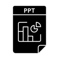 ppt-bestandsindeling glyph-pictogram. presentatie bestand. diavoorstelling. silhouet symbool. negatieve ruimte. vector geïsoleerde illustratie