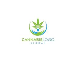 cannabis blad logo ontwerp, cannabis waterdruppel logo ontwerp, cannabis hand blad logo ontwerp vector