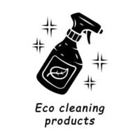 eco schoonmaakproducten glyph icoon. zelfgemaakte chemicaliënvrije spuitfles. biologisch, natuurlijk, milieuvriendelijk, veilig schoonmaakproduct voor thuis. silhouet symbool. negatieve ruimte. vector geïsoleerde illustratie