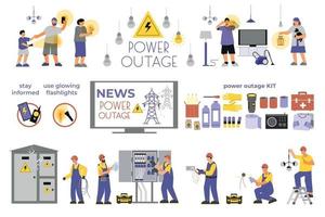 stroomstoring pictogrammenset vector