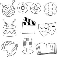pictogrammen op het thema creativiteit in zwart-wit vector
