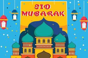 eid Mubark vectorillustratie met moskee