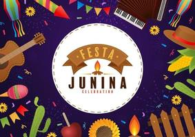 festa junina poster juni festival. vector