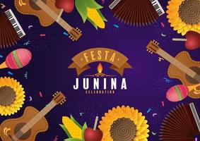 festa junina poster juni festival. vector