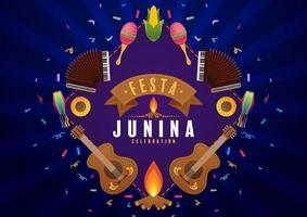 festa junina poster juni festival. vector