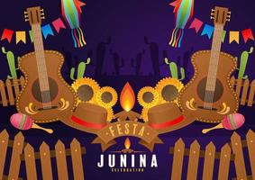 festa junina poster juni festival. vector