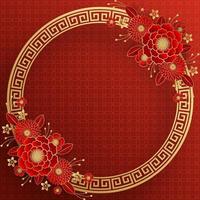chinese frame rode en gouden achtergrondkleur met Aziatische elementen. vector