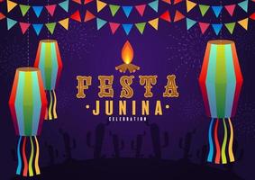 festa junina poster juni festival. vector