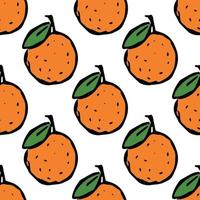 naadloos patroon met oranje pictogrammen. gekleurde oranje achtergrond. doodle vectorillustratie met fruit vector