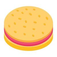 een trendy isometrisch icoon van hamburger, fastfood vector
