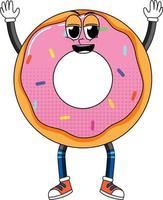 donut stripfiguur op witte achtergrond vector