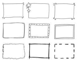 schattige doodle frames instellen handgetekende lijnen collectie. voor school, kantoor, gelukkige verjaardagscollectie. vector