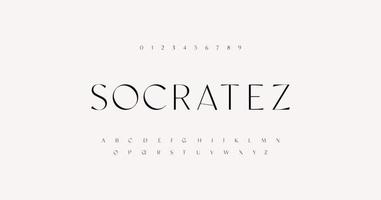 elegant en luxe alfabet letters lettertype en nummer. serif klassieke elegante belettering minimale modeontwerpen. typografie lettertypen gewone hoofdletters. vector illustratie