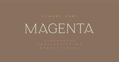elegant en luxe alfabet letters lettertype en nummer. serif klassieke elegante belettering minimale modeontwerpen. typografie lettertypen gewone hoofdletters. vector illustratie