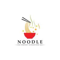 een verzameling noedellogo-inspiratie. Chinees eten en kom ontwerpsjabloon. retro concept illustratie vector