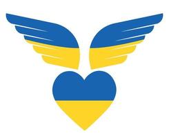 Oekraïne embleem vlag hart en vleugels symbool nationaal europa abstract vector illustratie ontwerp