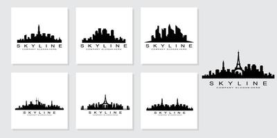 skyline van de stad, wolkenkrabber voor stedelijk onroerend goed gebouw logo ontwerp vector