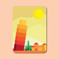 mijlpaalillustratie van de toren van pisa in italië vector