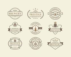 set van vintage retro badge bier label ontwerpelementen vector illustratie