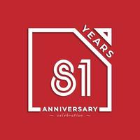 81 jaar verjaardag viering logo stijl ontwerp met gekoppelde nummer in vierkant geïsoleerd op rode achtergrond. de gelukkige verjaardagsgroet viert de illustratie van het gebeurtenisontwerp vector