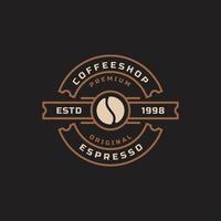 klassieke retro badge coffeeshop logo's. beker, bonen, café vintage stijl ontwerp vectorillustratie vector