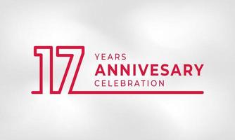 17 jaar jubileum viering gekoppeld logo overzicht nummer rode kleur voor viering evenement, bruiloft, wenskaart en uitnodiging geïsoleerd op een witte textuur achtergrond vector