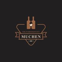 wijnoogst retro kenteken oktoberfest etiket typografisch ontwerp willkommen zum uitnodigingen bierfestival viering logo vector