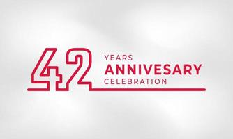 42 jaar verjaardag viering gekoppeld logo overzicht nummer rode kleur voor viering evenement, bruiloft, wenskaart en uitnodiging geïsoleerd op een witte textuur achtergrond vector