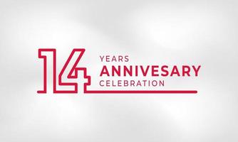 14 jaar jubileum viering gekoppeld logo overzicht nummer rode kleur voor viering evenement, bruiloft, wenskaart en uitnodiging geïsoleerd op een witte textuur achtergrond vector