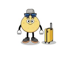 Aardappelchips-mascotte op vakantie vector