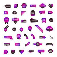 vectorstickers, prijskaartje, banner, etiket. couponverkoop, aanbiedingen en promoties vectorsjabloon. winkel prijskaartje, detailhandel, handel, bedrijf vector