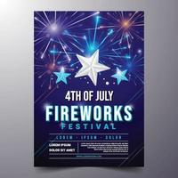 4 juli vuurwerk festival poster vector