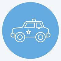 pictogram politieauto. geschikt voor onderwijs symbool. blauwe ogen stijl. eenvoudig ontwerp bewerkbaar. ontwerp sjabloon vector. eenvoudige illustratie vector