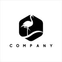 zwart-witte flamingo logo vector voor uw bedrijf of bedrijf
