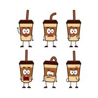 koffie kartonnen beker karakter cartoon mascotte emotie set vector