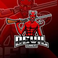 duivel gunners esport mascotte logo vector