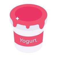 een handig isometrisch icoon van yoghurt vector